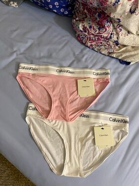 NWT Calvin Klein Modern cotton Bikini Briefs panties size medium pink & white